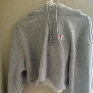 champion grey hoodie cropped
